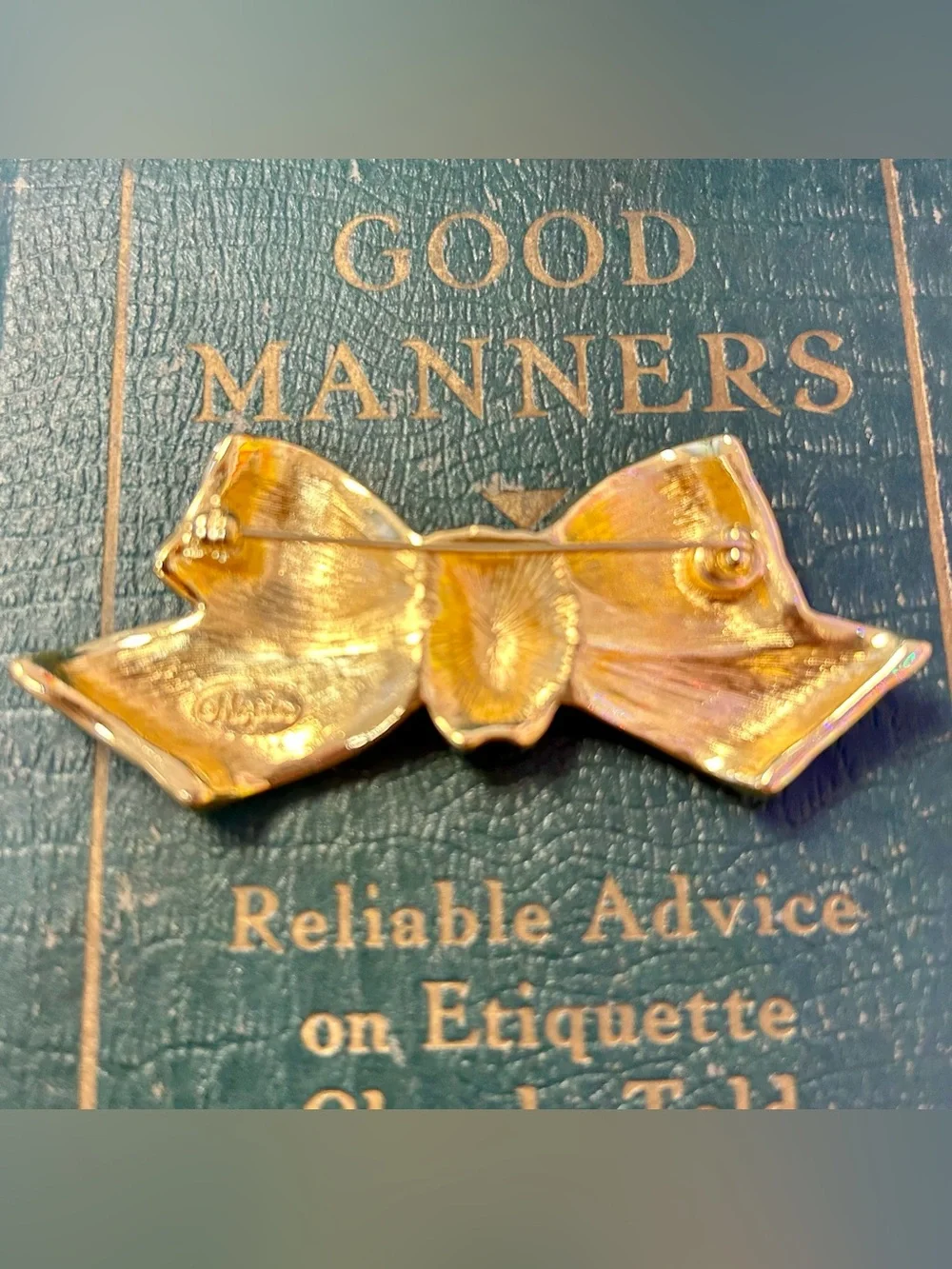 Vintage Napier Black Enamel Bow Brooch